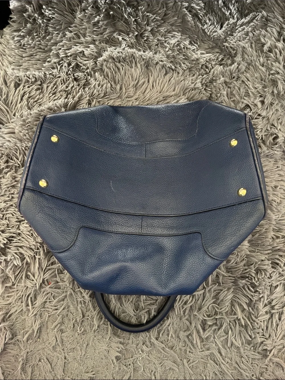 Banana Republic Navy Leather Satchel with Tassel and Gold Hardware